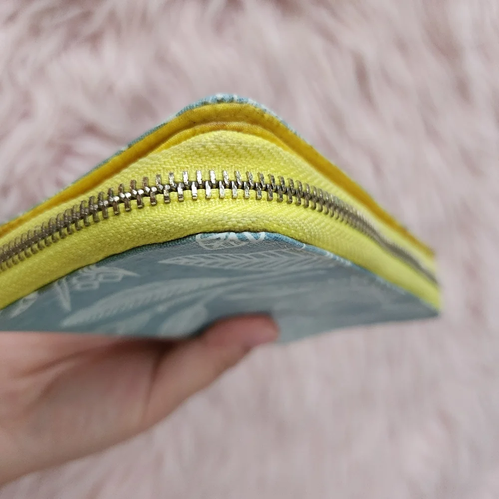Jana Lam Hawaii wallet bird of paradise coated denim
